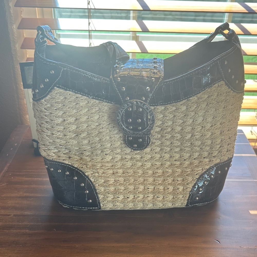 Brighton Black and Tan Hobo Bag